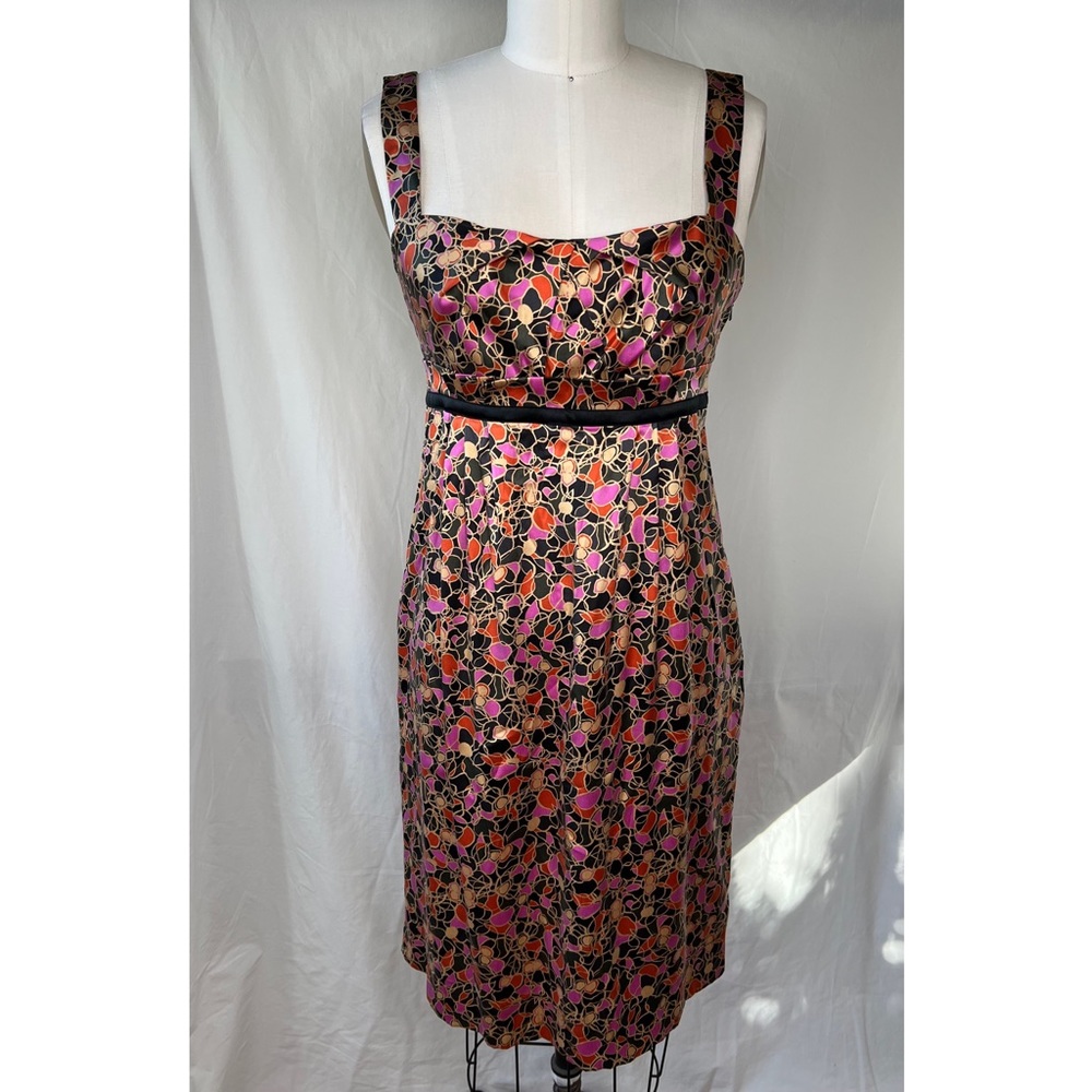 Diane von Furstenberg Gold/Pink/Black/Orange Silk Dress with Pockets Size 2